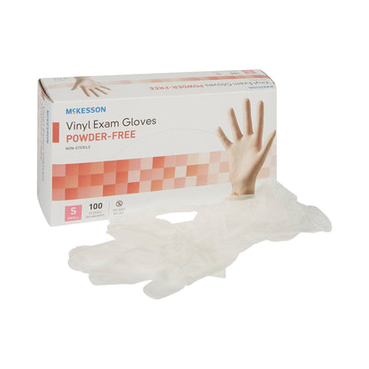 McKesson Exam Glove Small NonSterile Vinyl Standard Cuff Length Smooth Clear Not Rated (354438_CS)