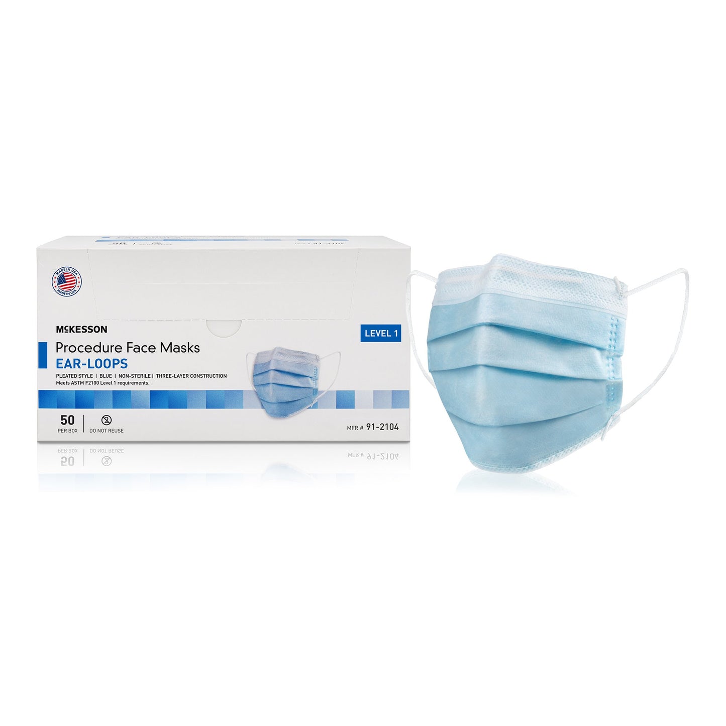 McKesson Procedure Mask ASTM Level 1 Earloops One Size Fits Most (1221951_CS)