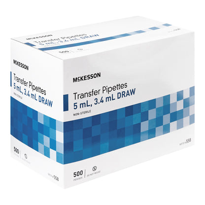 McKesson Transfer Pipette 5 mL 0.5 to 1 mL Graduation Increments NonSterile (911824_CS)