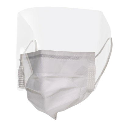 McKesson Procedure Mask with Eye Shield Anti-fog Strip ASTM Level 3 Earloops One Size Fits Most (1106633_BX)