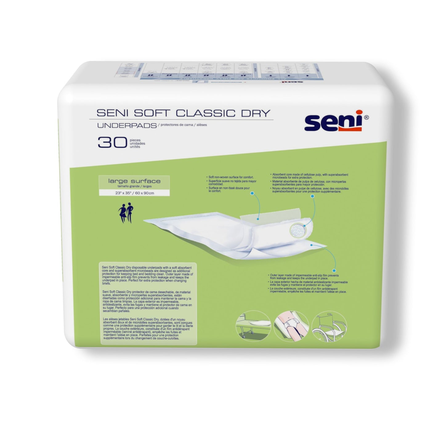 Seni® Soft Classic Dry Disposable Underpad 23 X 35 Inch Cellulose Pulp Light Absorbency (1163831_PK)
