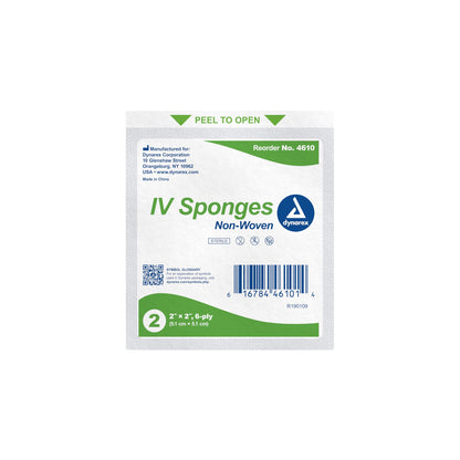 Dynarex® I.V. Sponge 2 X 2 Inch 6-Ply Sterile 2 per Pack (865437_CS)