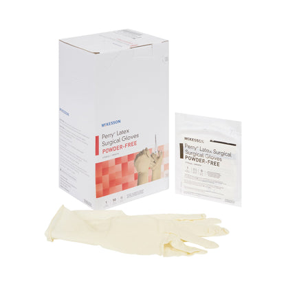 McKesson Perry® Performance Plus Surgical Glove Size 7.5 Sterile Latex Standard Cuff Length Smooth Cream Chemo Tested (1044707_PR)