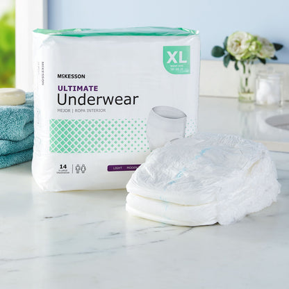 McKesson Unisex Adult Absorbent Underwear Pull On with Tear Away Seams X-Large Disposable Heavy Absorbency (1123837_CS)