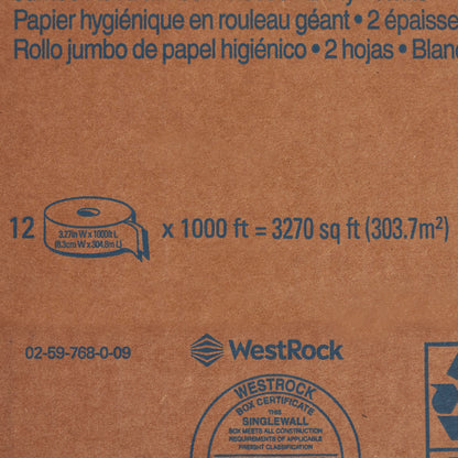 Scott® Essential 100% Recycled Fiber JRT Toilet Tissue White 2-Ply Jumbo Size Cored Roll Continuous Sheet 3-11/20 Inch X 1000 Foot (816401_CS)