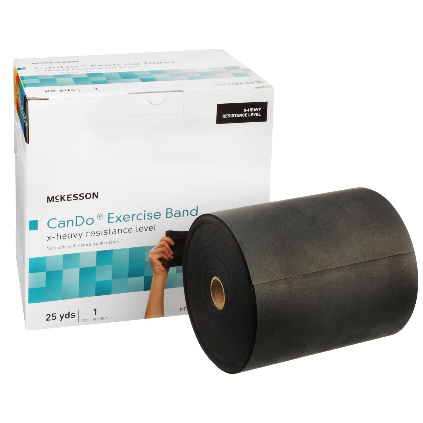 McKesson CanDo® Exercise Resistance Band Black 5 Inch X 25 Yard X-Heavy Resistance (1073314_EA)