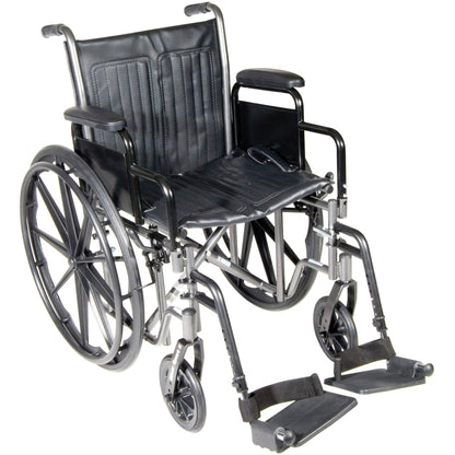 McKesson Wheelchair Dual Axle Desk Length Arm Swing-Away Footrest Black Upholstery 18 Inch Seat Width Adult 300 lbs. Weight Capacity (1065276_EA)