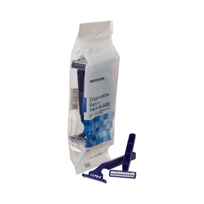 McKesson Personal Razor with Lubricating Strip Single Edge Twin Blade NonSterile Disposable (899539_PK)