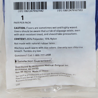 McKesson Terries™ Slipper Socks Unisex Adult X-Large Double Tread Single Patient Use Royal Blue (558995_PR)