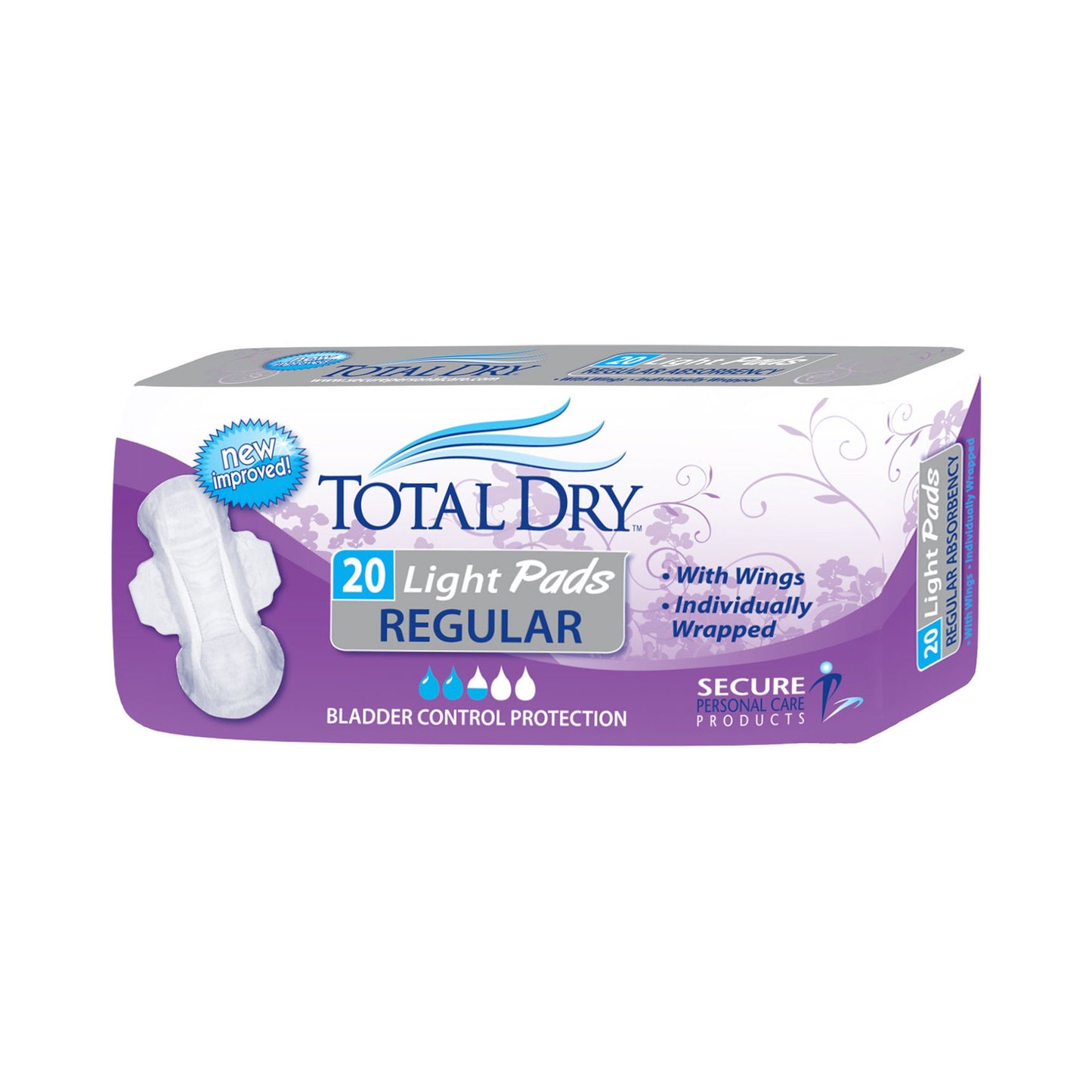 TotalDry™ Bladder Control Pad 11 Inch Length Moderate Absorbency Polymer Core Regular (975703_CS)