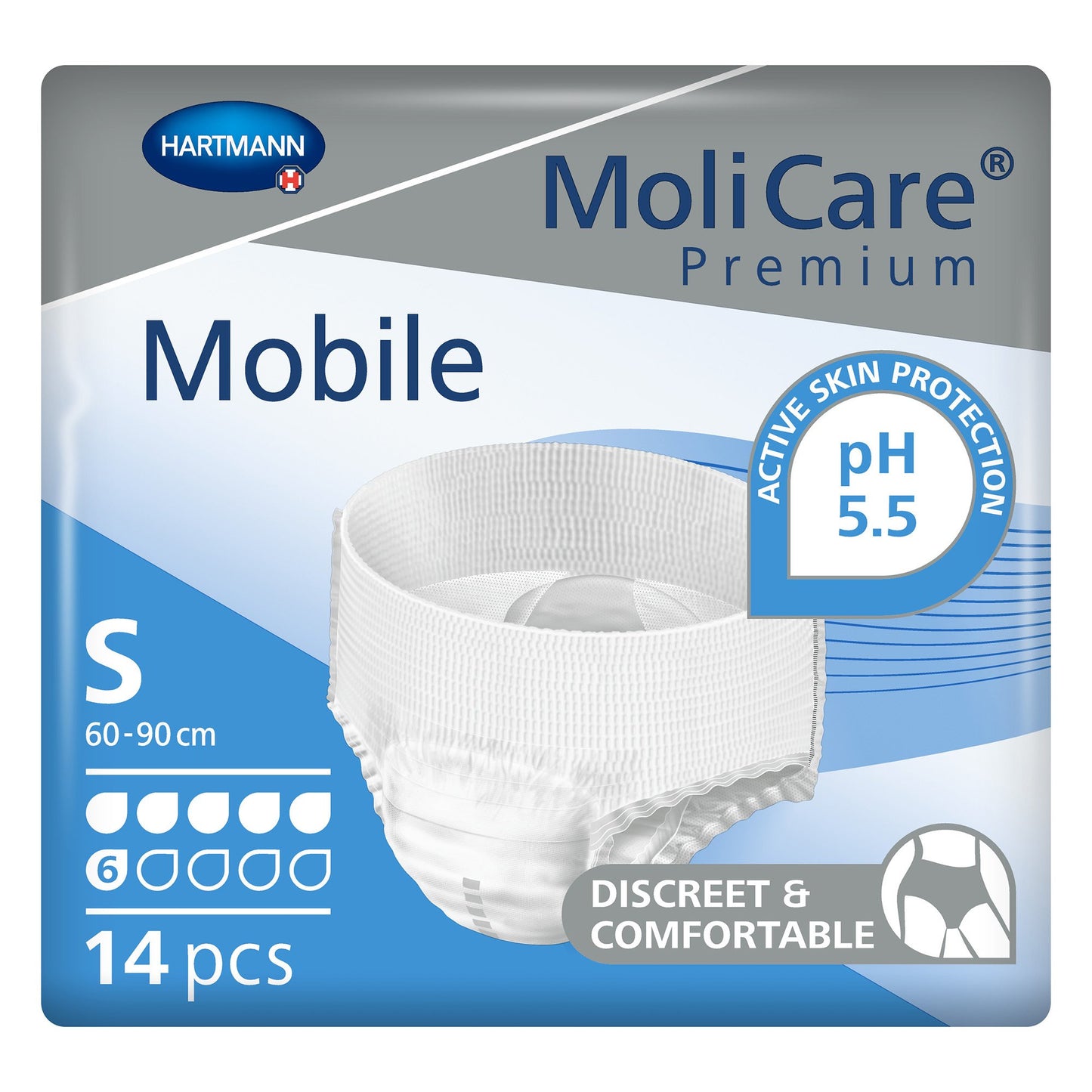 MoliCare® Premium Mobile 6D Unisex Adult Absorbent Underwear Pull On with Tear Away Seams Small Disposable Moderate Absorbency (881364_BG)