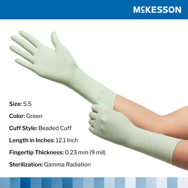 McKesson Perry® Performance Plus Surgical Glove Size 5.5 Sterile Polyisoprene Standard Cuff Length Smooth Green Chemo Tested (1044719_CS)