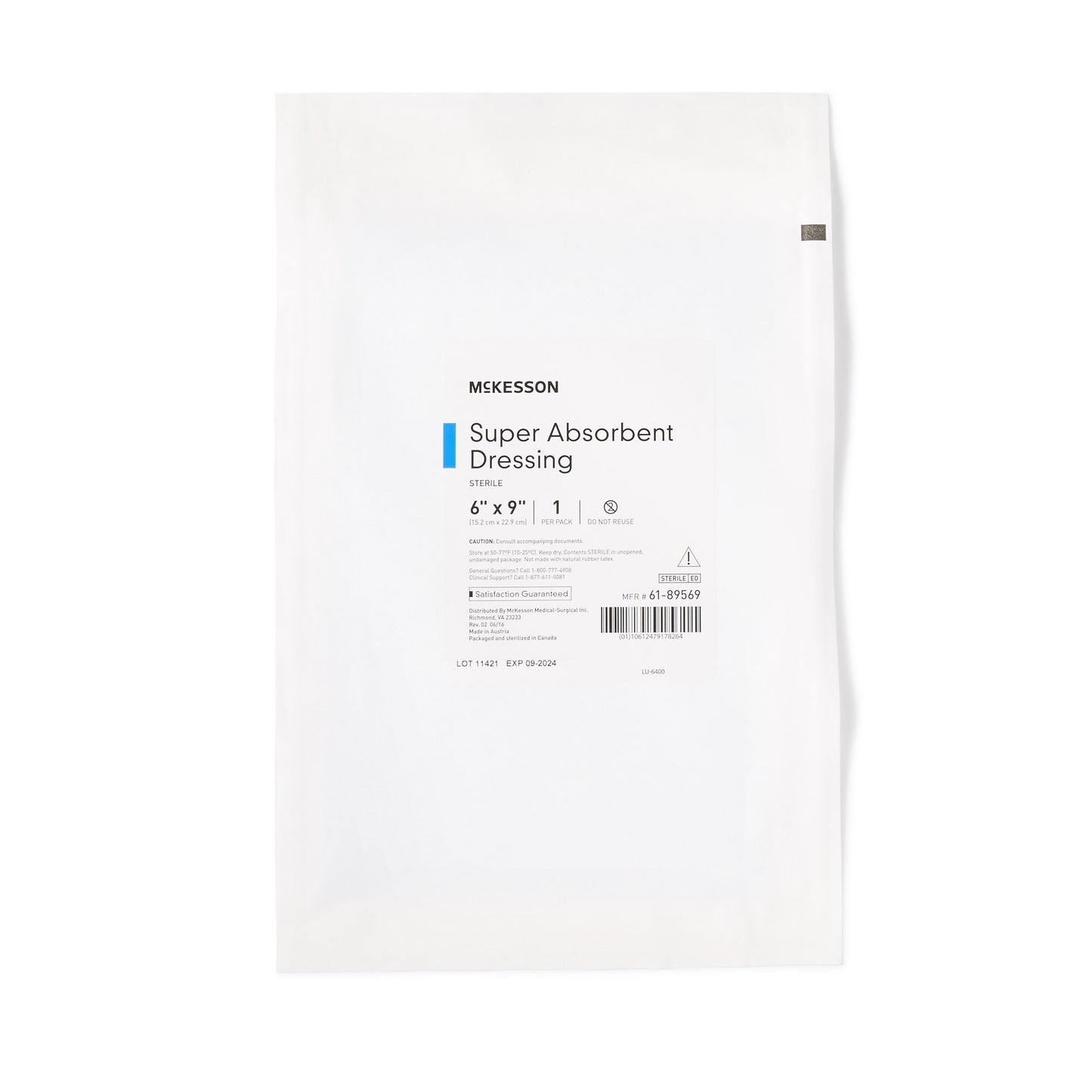 McKesson Super Absorbent Dressing 6 X 9 Inch Rectangle (682971_CS)