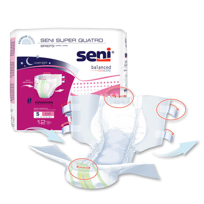 Seni® Super Quatro Unisex Adult Incontinence Brief Small Disposable Heavy Absorbency (1163838_CS)