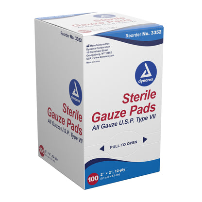 Dynarex® Gauze Sponge 2 X 2 Inch 12-Ply Sterile 1 per Pack (867178_CS)