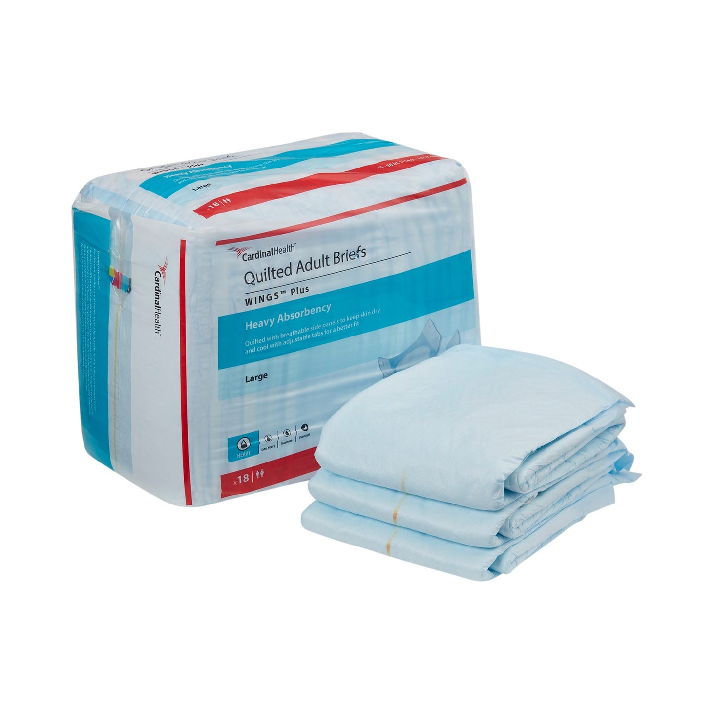 Wings™ Plus Quilted Unisex Adult Incontinence Brief Large Disposable Heavy Absorbency (864858_BG)