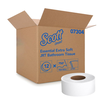 Scott® Essential Extra Soft JRT Toilet Tissue White 2-Ply Jumbo Size Cored Roll Continuous Sheet 3-11/20 Inch X 750 Foot (449759_CS)