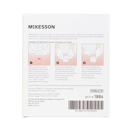 McKesson Hydrocolloid Dressing Waterproof Film Backing 2 X 2 Inch Square Hydrocolloid / Film (882991_BX)