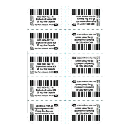Major Pharmaceuticals Allergy Relief 25 mg Strength Capsule 100 Per Box (1224644_BX)