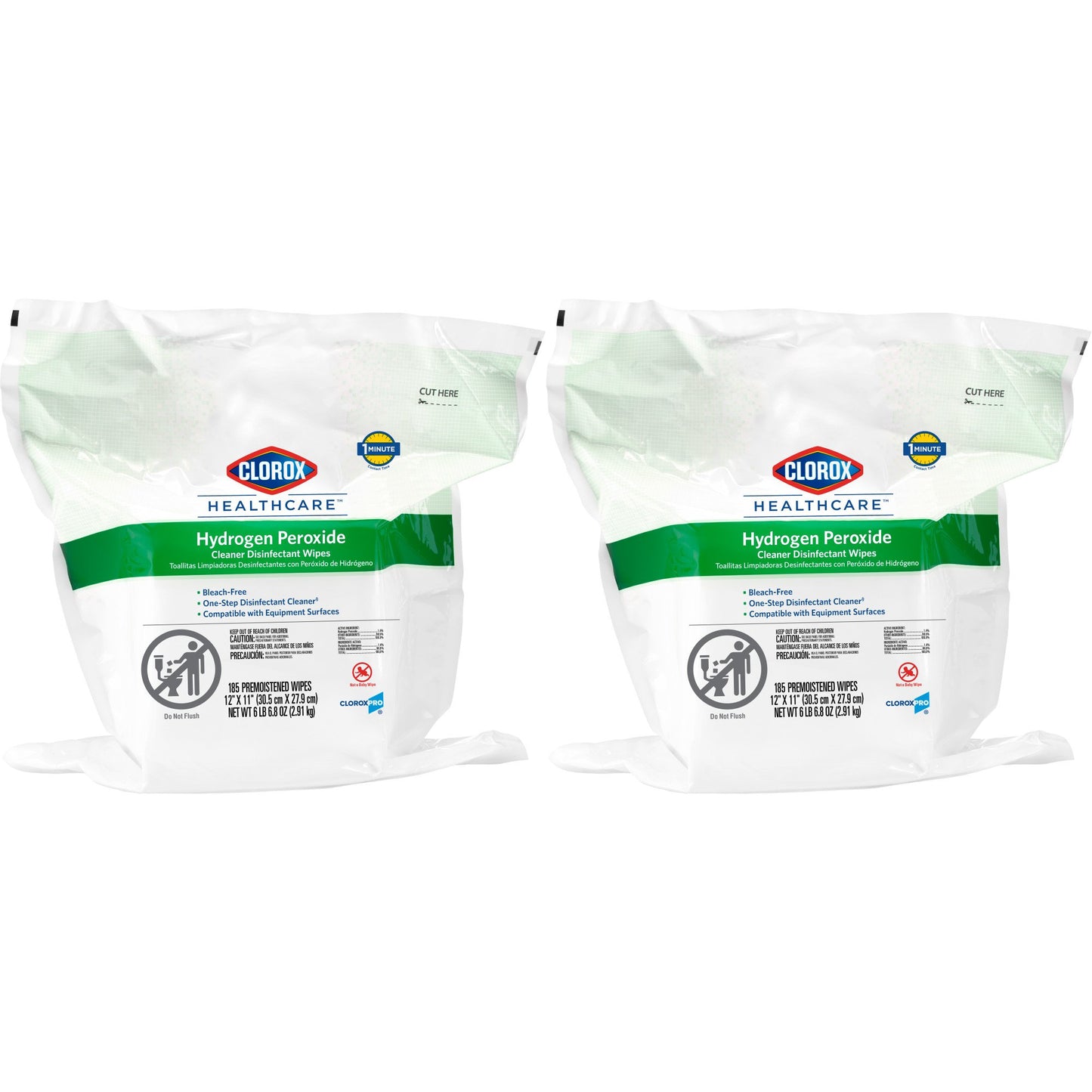 Clorox Healthcare® Surface Disinfectant Cleaner Premoistened Hydrogen Peroxide Based Manual Pull Wipe 185 Count Pouch Unscented NonSterile (800194_CT)