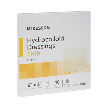 McKesson Thin Hydrocolloid Dressing Film Backing 6 X 6 Inch Square Hydrocolloid / Film (882983_BX)