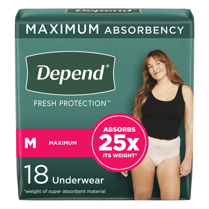 Depend® Fresh Protection Female Adult Absorbent Underwear Waistband Style Medium Disposable Heavy Absorbency (1090305_PK)