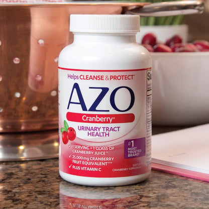 AZO® Urinary Tract Health Dietary Supplement Vitamin C (as ascorbic acid) / Cranberry (Vaccinium macrocarpon) Whole Fruit Powder 120 mg - 500 mg Strength Softgel 100 per Bottle (1065924_BT)