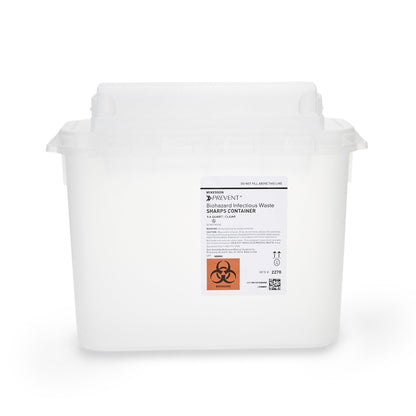 McKesson Prevent® Sharps Container Translucent Base 11 H X 12 W X 4-3/4 D Inch Horizontal Entry 1.35 Gallon (855130_EA)