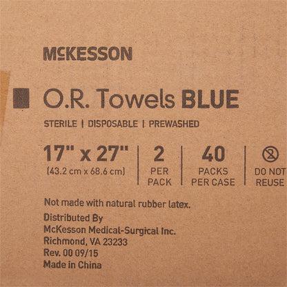 McKesson O.R. Towel 17 W X 27 L Inch Blue Sterile (277860_CS)