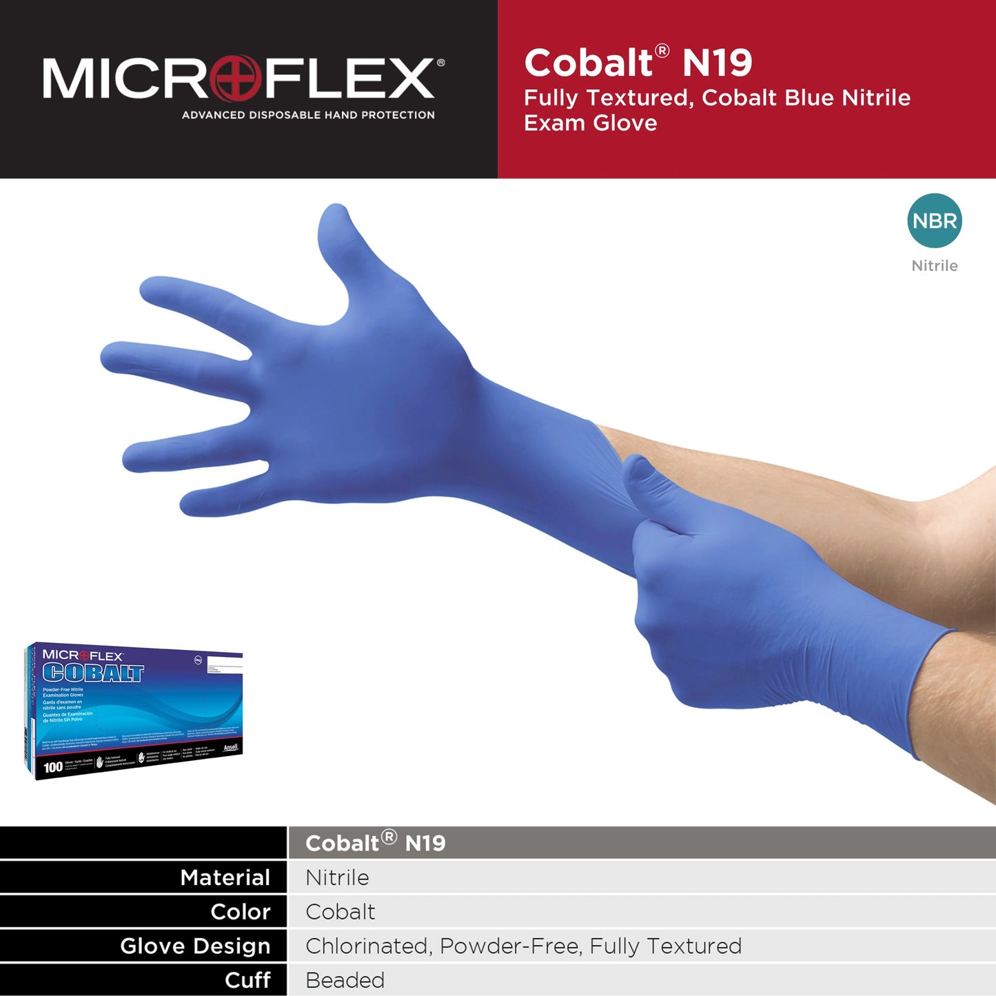 MICROFLEX® Cobalt® Exam Glove X-Large NonSterile Nitrile Standard Cuff Length Fully Textured Blue Not Rated (949837_BX)