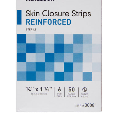 McKesson Skin Closure Strip 1/4 X 1-1/2 Inch Nonwoven Material Reinforced Strip White (876307_PK)