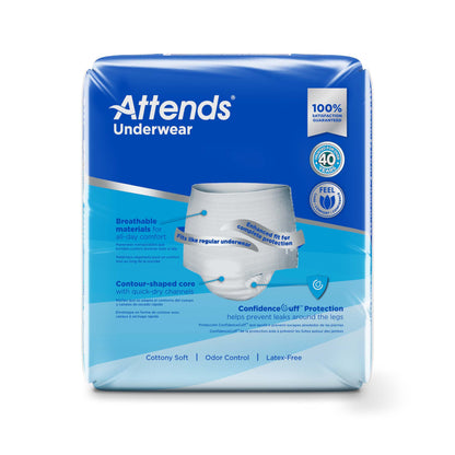 Attends® Unisex Adult Absorbent Underwear Pull On with Tear Away Seams X-Large Disposable Heavy Absorbency (461061_CS)