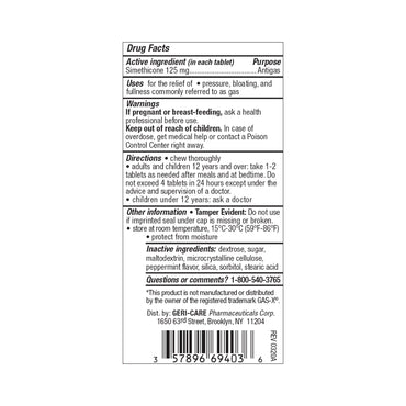 Geri-Care® Gas Relief 125 mg Strength Tablet 30 per Bottle (1168024_CS)