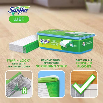 Swiffer® Wet Saturated Wet Mop Pad Bound Edge White Cloth Disposable (1260306_CT)
