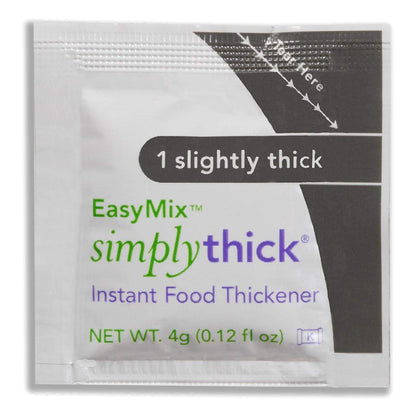 SimplyThick® Easy Mix Food and Beverage Thickener 4 oz. Individual Packet Unflavored Gel IDDSI Level 1 Slightly Thick (1190408_BX)