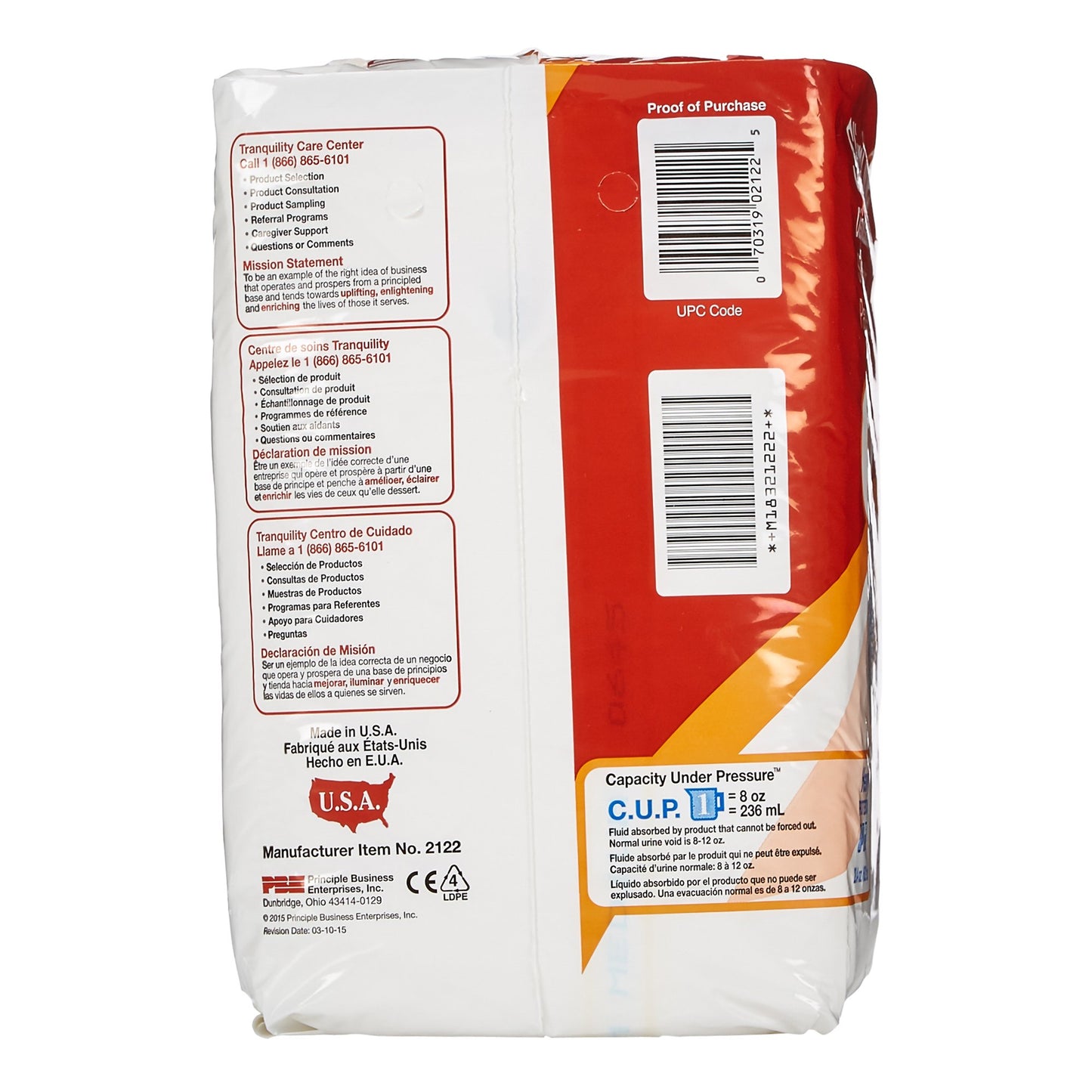 Tranquility® Slimline® Unisex Adult Incontinence Brief Medium Disposable Heavy Absorbency (238454_CS)