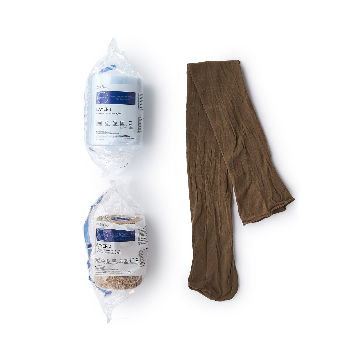 CoFlex® TLC with Indicators 2 Layer Compression Bandage System 4 Inch X 3-2/5 Yard / 4 Inch X 5-1/10 Yard Self-Adherent / Pull On Closure Tan NonSterile 35 to 40 mmHg (785364_CS)