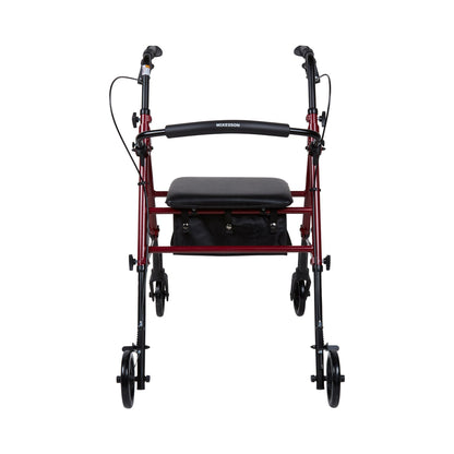 McKesson 4 Wheel Rollator Red Adjustable Height / Folding Aluminum Frame (1095248_EA)