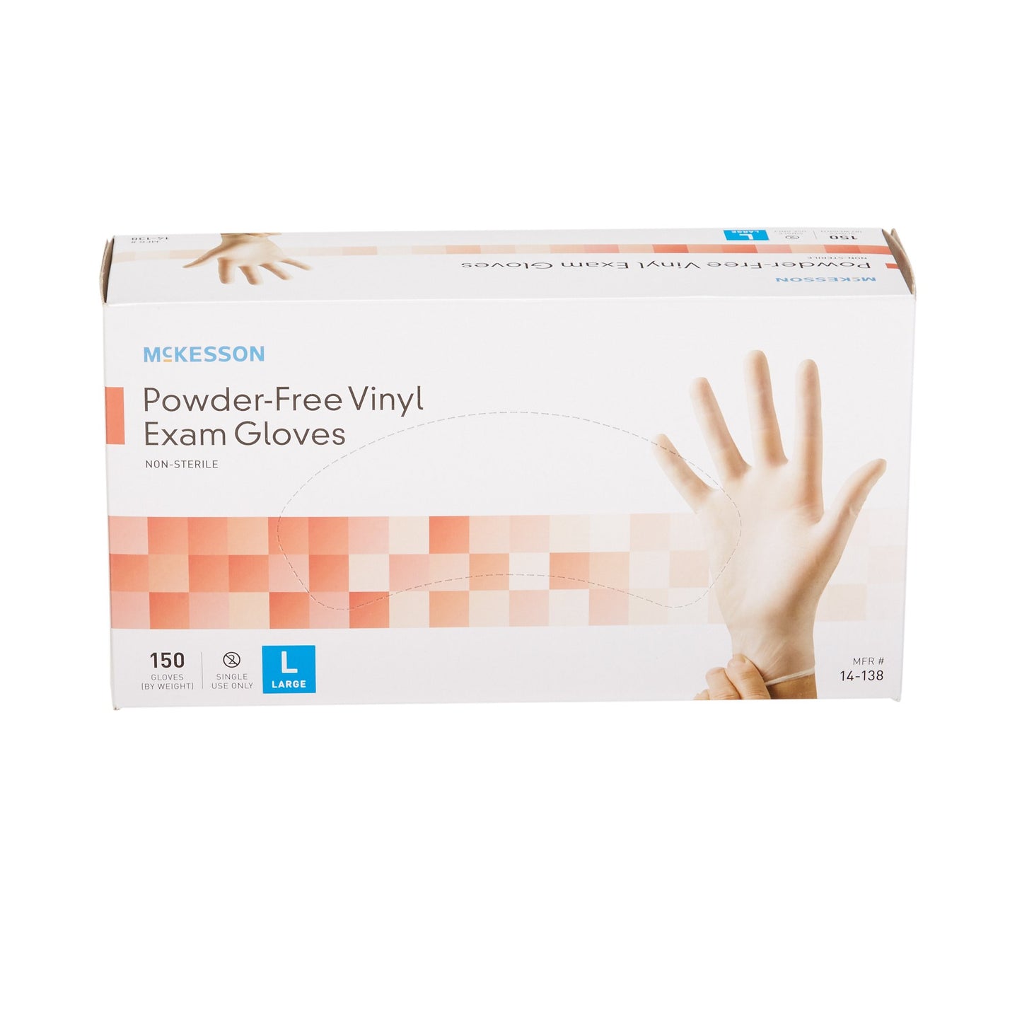 McKesson Exam Glove Large NonSterile Vinyl Standard Cuff Length Smooth Clear Not Rated (832683_CS)