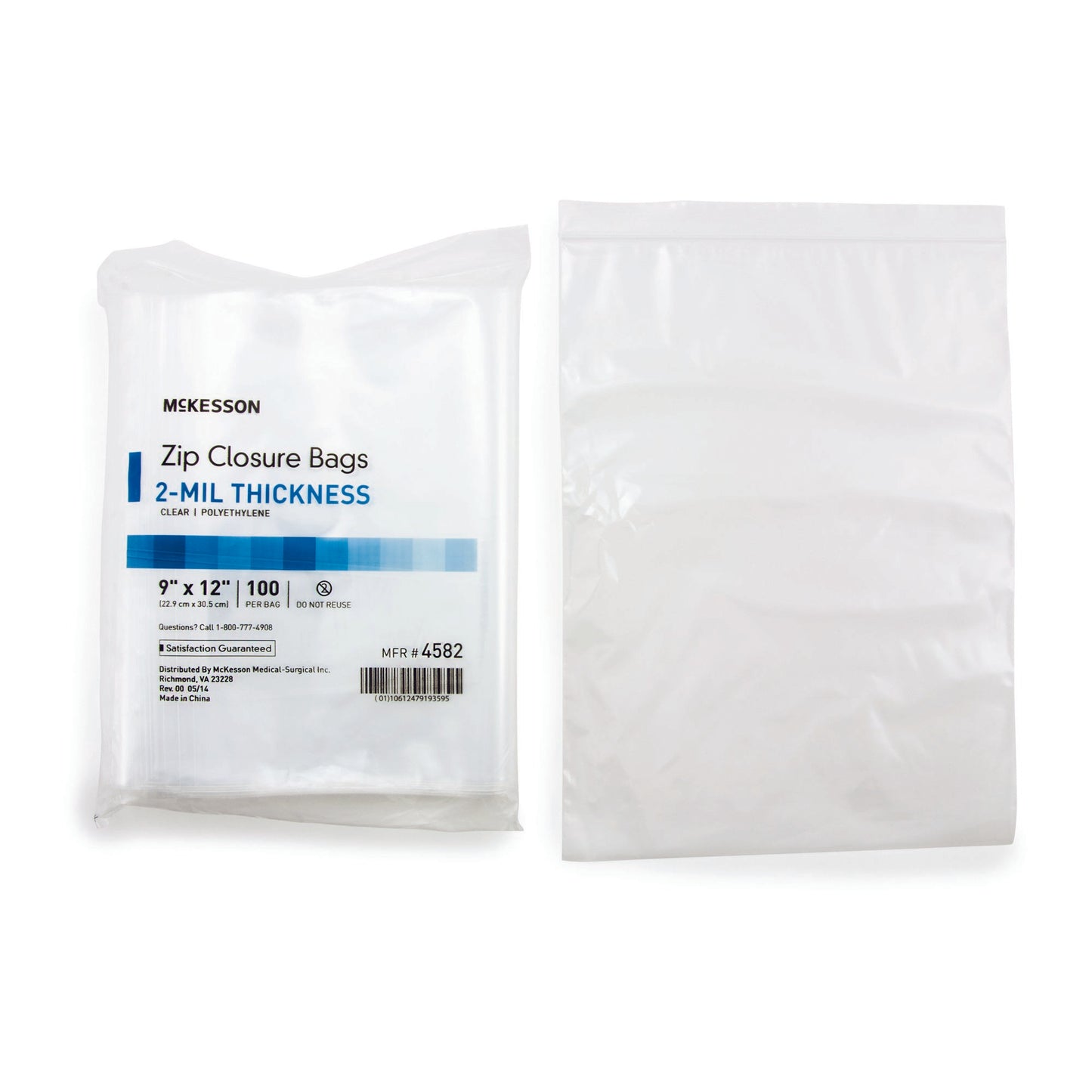 McKesson Reclosable Bag 9 X 12 Inch Polyethylene Clear Zipper Closure (911644_BX)