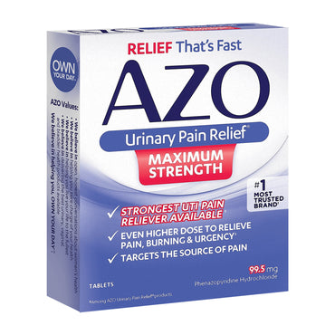AZO® Maximum Strength Urinary Pain Relief 99.5 mg Strength Phenazopyridine HCL Tablet 12 per Box (1065926_BX)