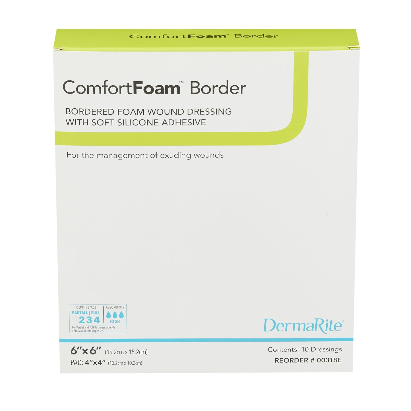 ComfortFoam™ Foam Dressing 4 X 4 Inch Without Border Film Backing Silicone Face Square Sterile (835615_BX)