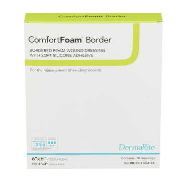 ComfortFoam™ Foam Dressing 4 X 4 Inch Without Border Film Backing Silicone Face Square Sterile (835615_BX)