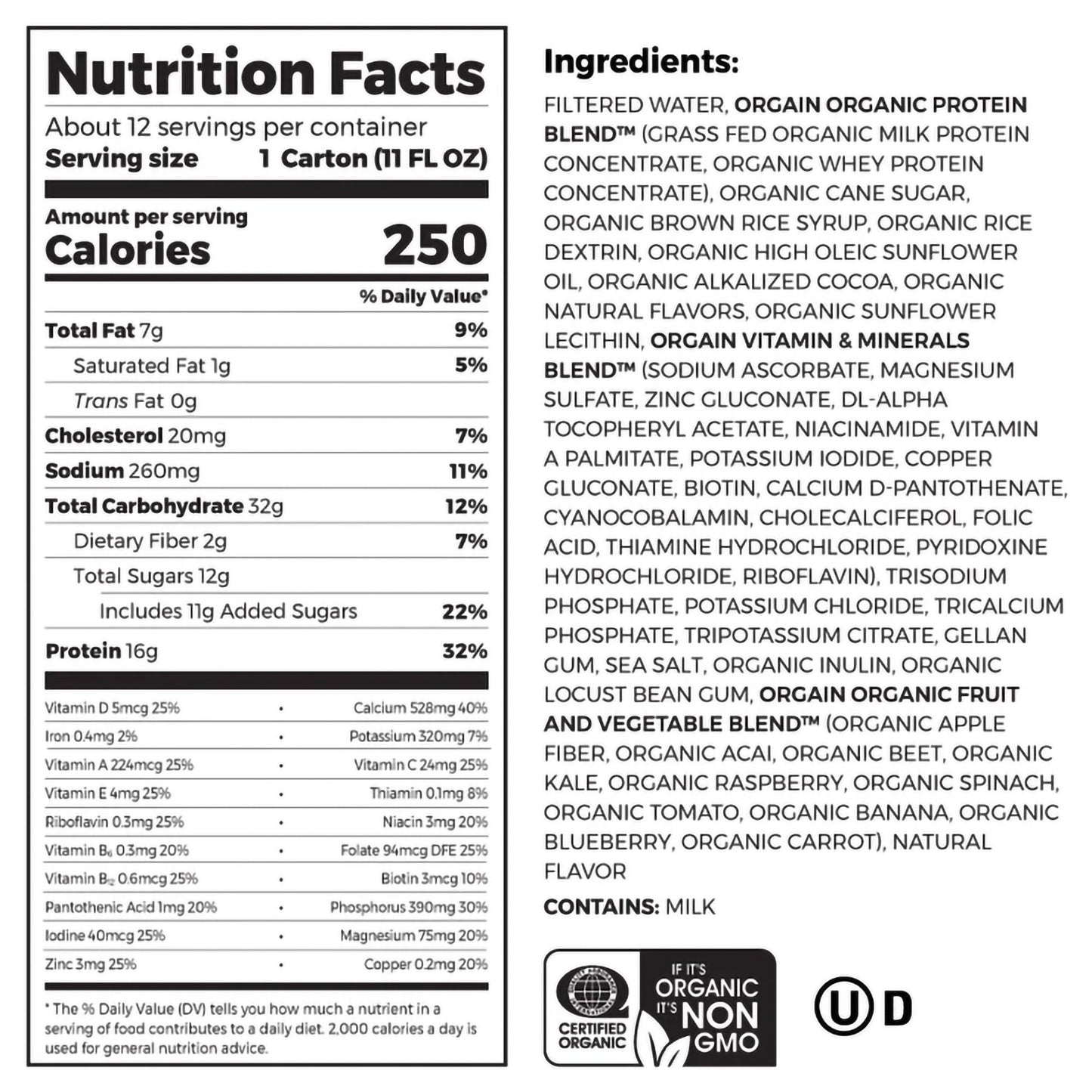 Orgain® Organic Nutritional Shake Oral Supplement Creamy Chocolate Fudge Flavor Liquid 11 oz. Carton (1039287_PK)