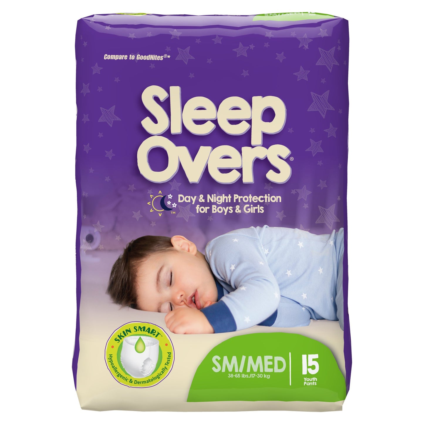 Cuties® Sleep Overs® Unisex Youth Absorbent Underwear Pull On with Tear Away Seams Small / Medium Disposable Heavy Absorbency (713142_BG)