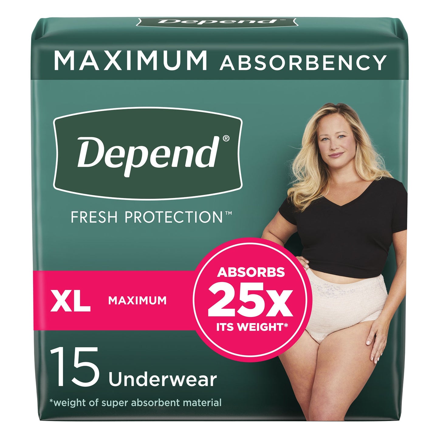Depend® Fresh Protection Female Adult Absorbent Underwear Waistband Style X-Large Disposable Heavy Absorbency (1090310_CS)