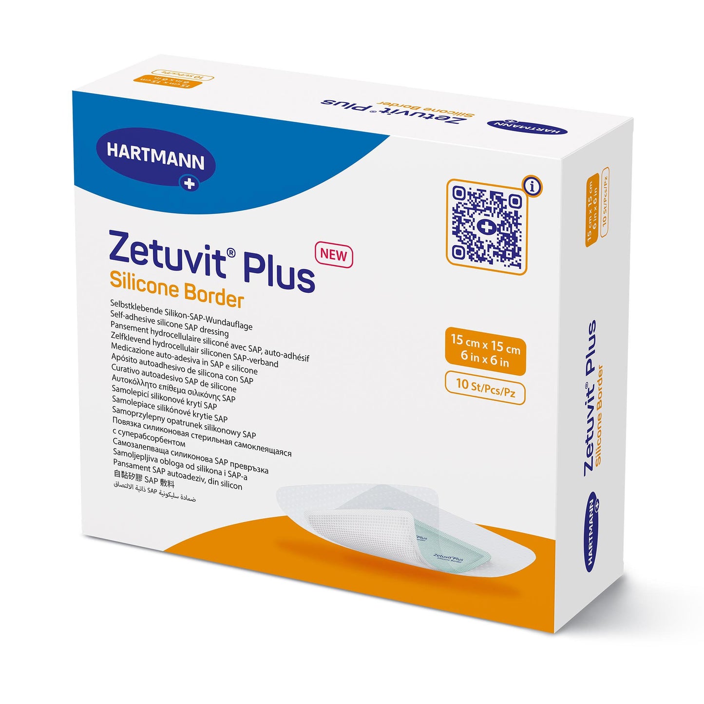 Zetuvit® Plus Silicone Border Super Absorbent Dressing Silicone Adhesive 6 X 6 Inch Square (1235831_EA)