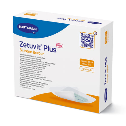 Zetuvit® Plus Silicone Border Super Absorbent Dressing Silicone Adhesive 6 X 6 Inch Square (1235831_EA)