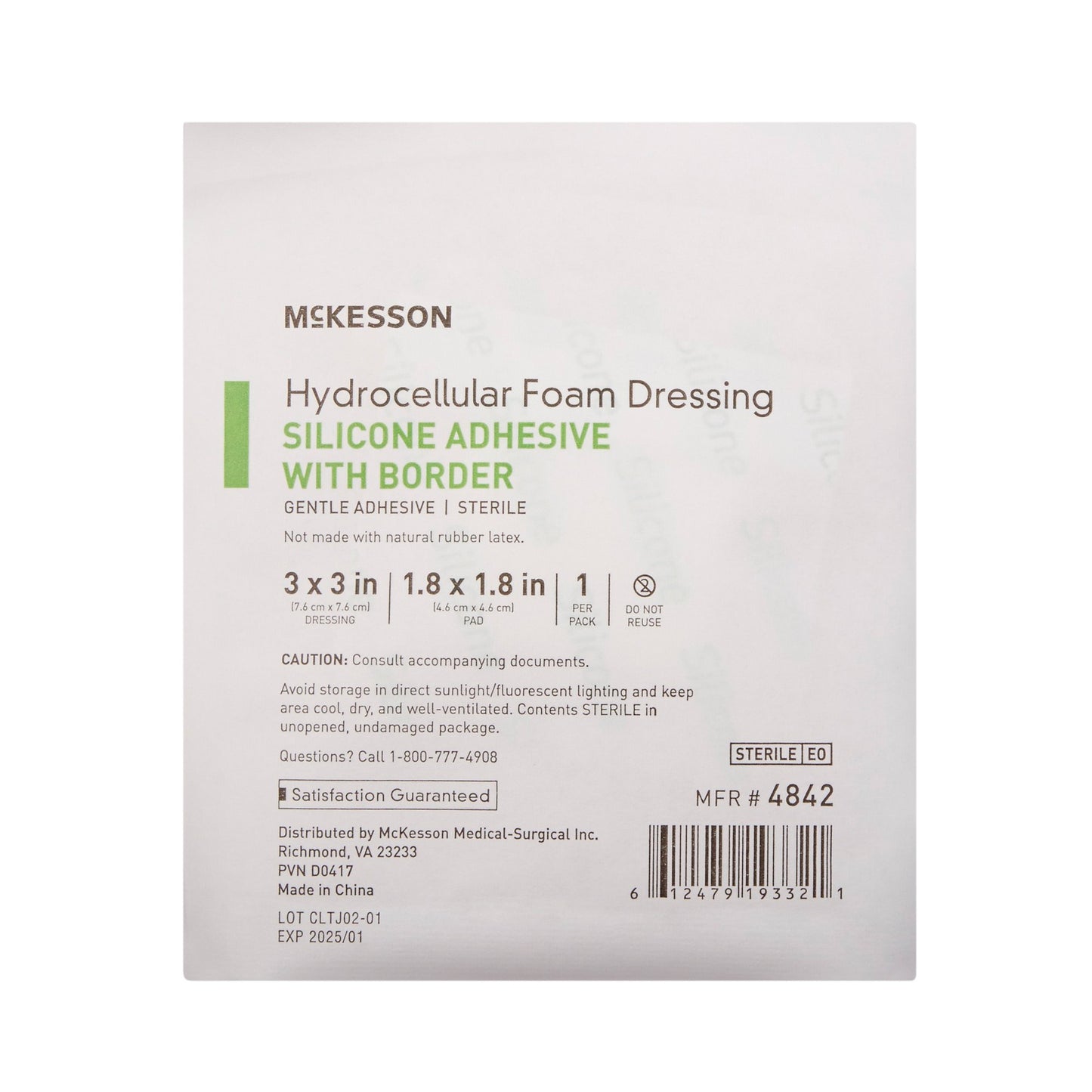 McKesson Foam Dressing 3 X 3 Inch With Border Film Backing Silicone Gel Adhesive Square Sterile (886431_CS)