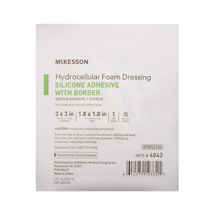 McKesson Foam Dressing 3 X 3 Inch With Border Film Backing Silicone Gel Adhesive Square Sterile (886431_CS)